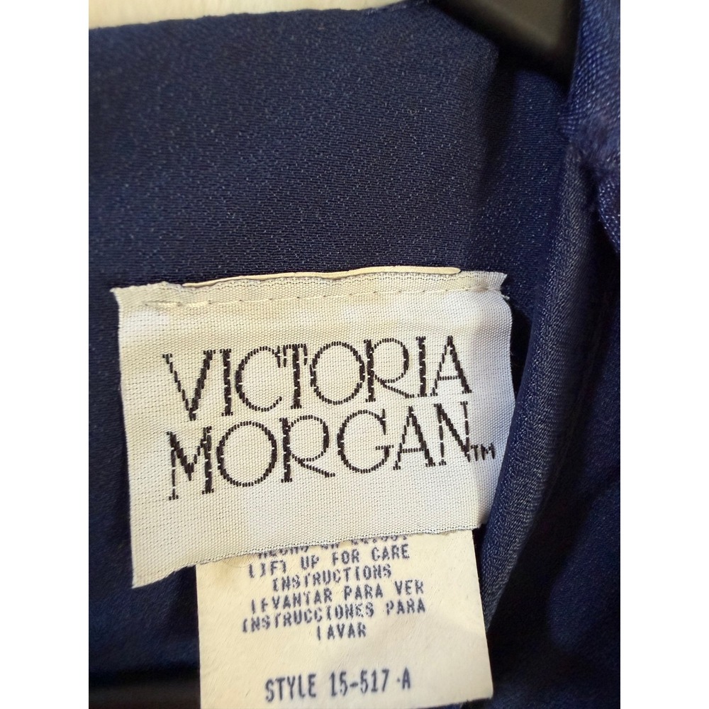 Victoria Morgan Vintage Navy Blue Floral Burnout Shift Dress Womens 10 USA Made